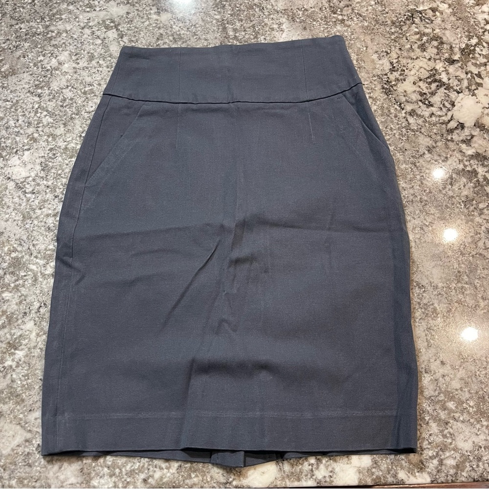 Banana Republic High Waist Stretchy Business Pencil Skirt, Midi Size:0 Grey